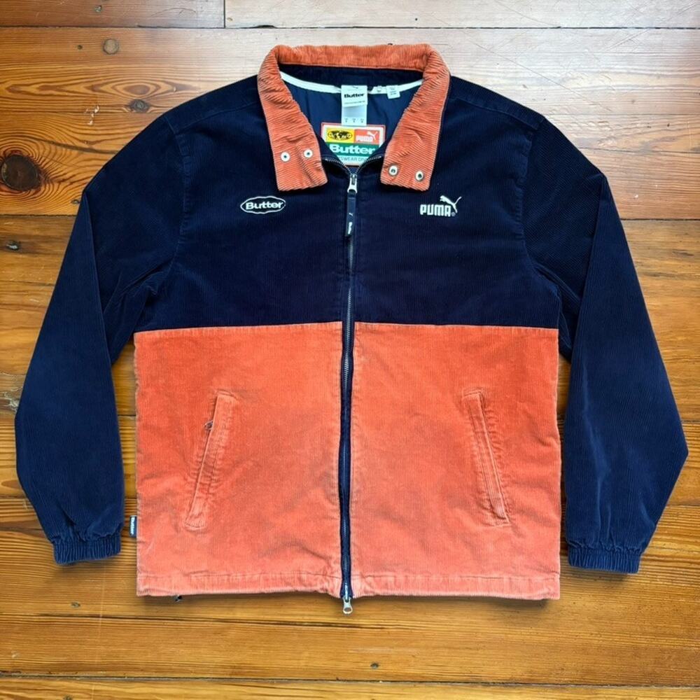 Puma Butter Goods Track Jacket Men's Size M Full Zip Corduroy Colorblock NWOT